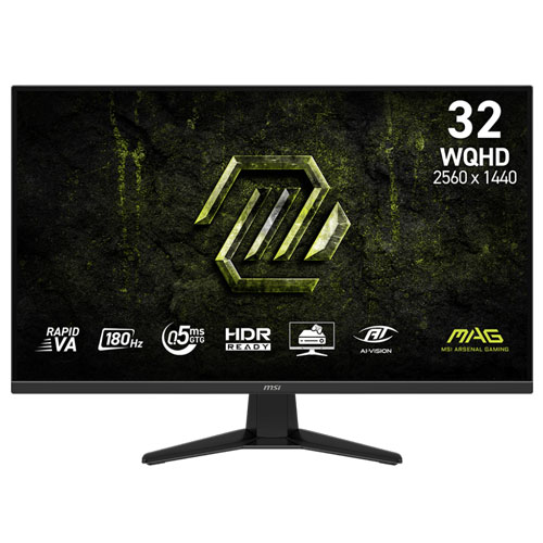 MSI MAG 325QF E18V 31.5'' inch WQHD (2560 x 1440) 180Hz 0.5ms Adaptive-Sync Gaming Monitor (3 Years Warranty)